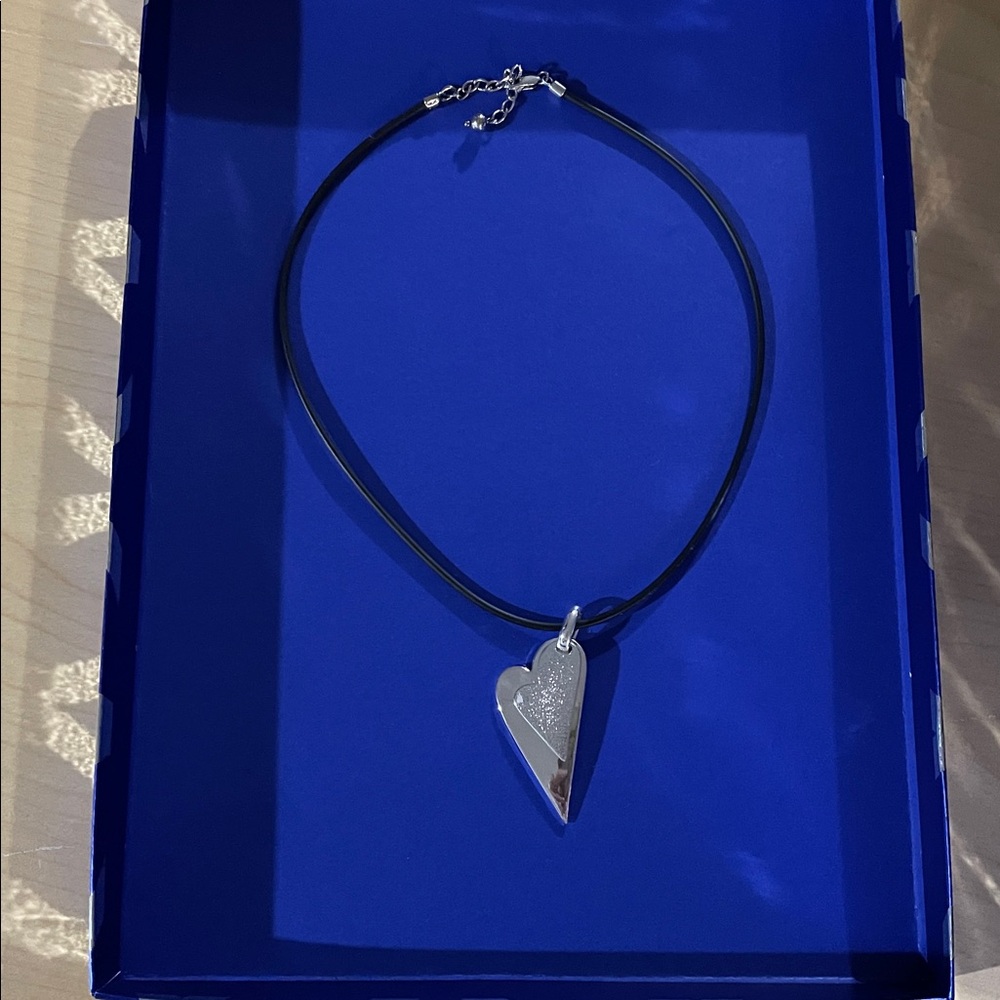 Heart Pendant Necklace in Silver and Black